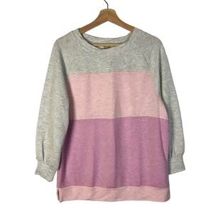 Versona Gray & Pink Colorblock Crewneck Sweatshirt‎ S